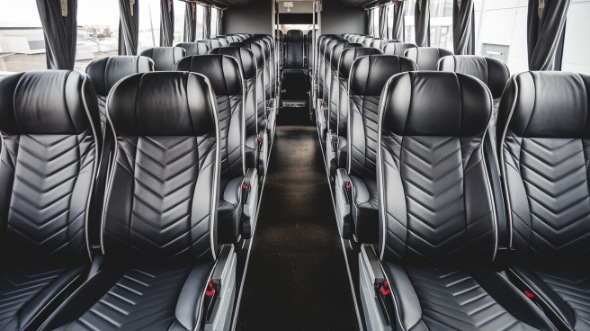 50 passenger charter bus inside newark