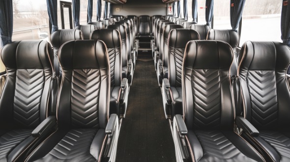 55 passenger charter bus inside newark