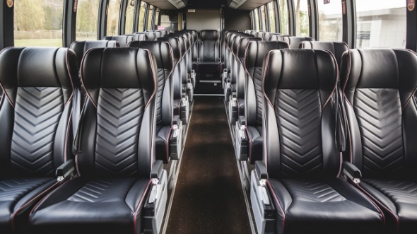 56 passenger charter bus inside newark