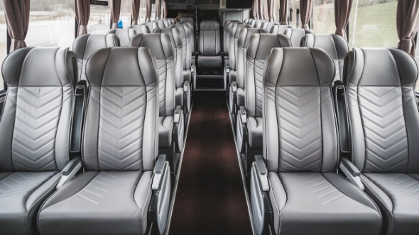 56 passenger charter bus interior view